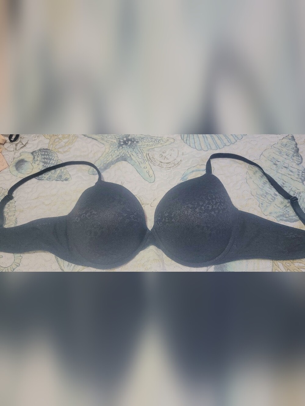 Women’s Padded Lace Effect Strapless Bra - Black